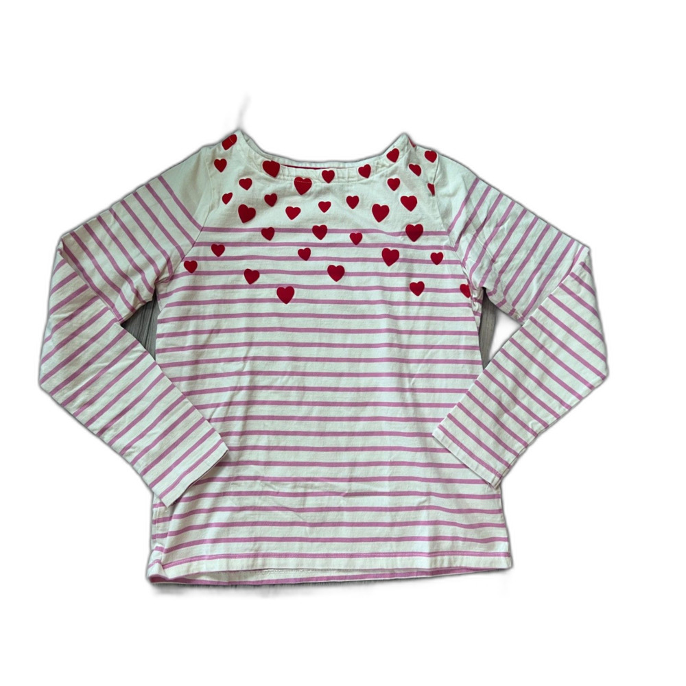 Mini Boden Boutique Heart and Stripe Long Sleeve Top Shirt 11-12